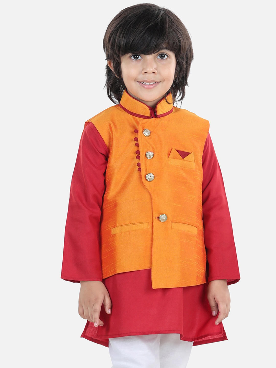 

BownBee Boys Mandarin Collar Nehru Jacket, Yellow