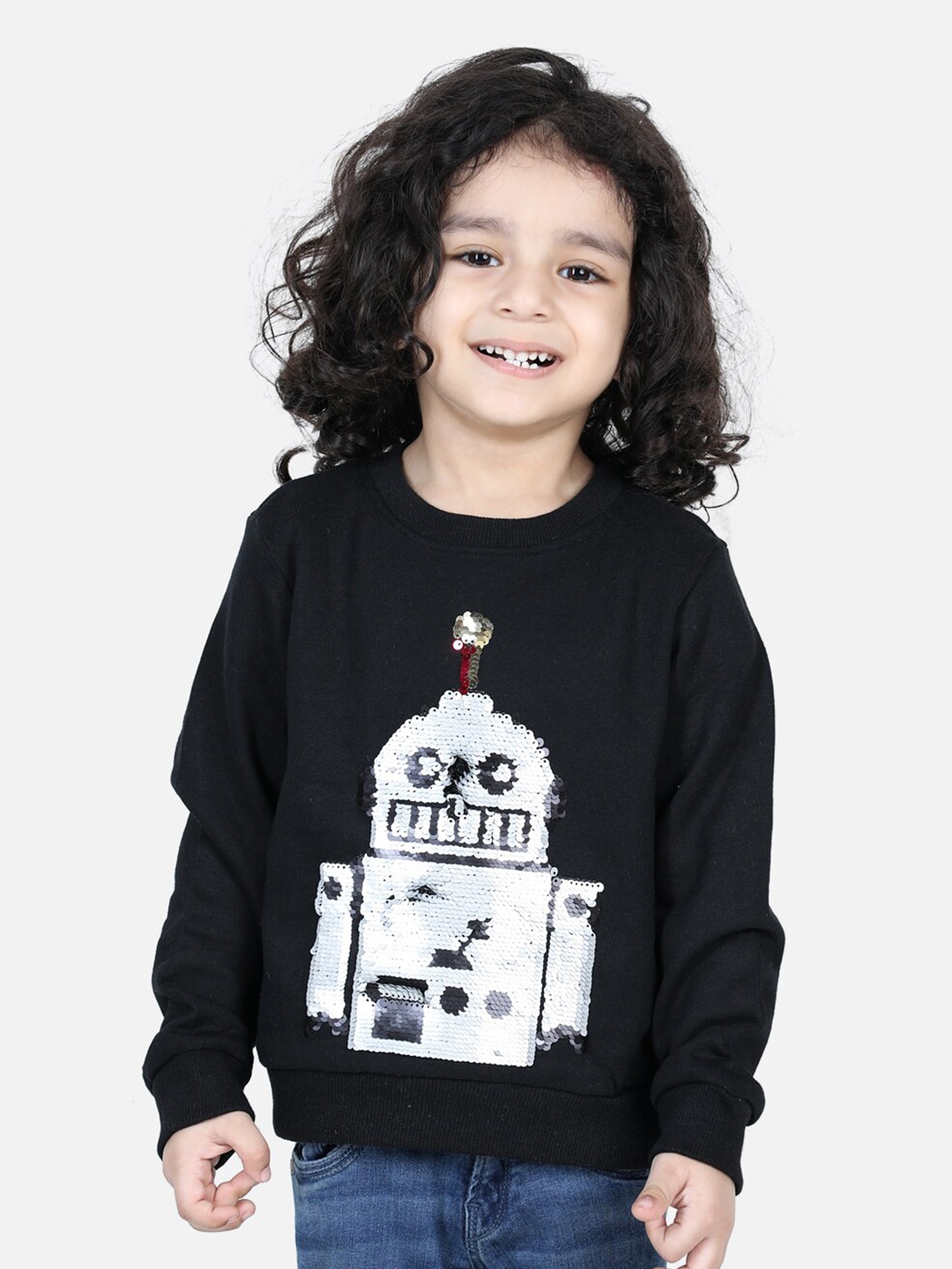 

BownBee Boys Embellished Cotton Sweatshirt, Black