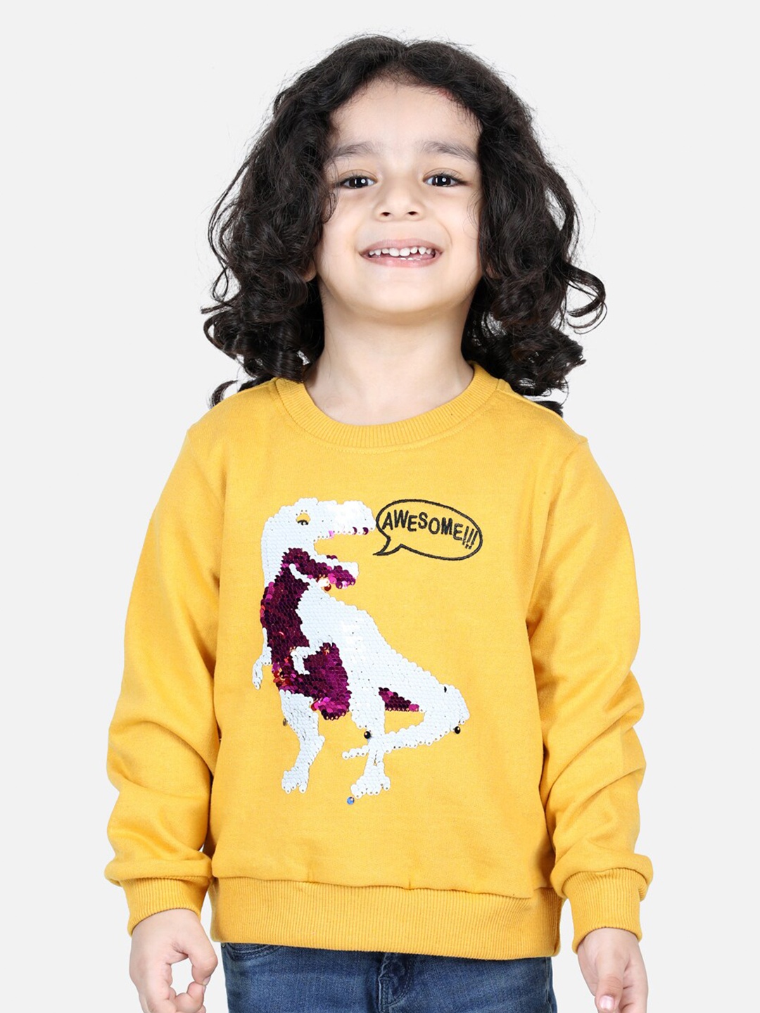 

BownBee Boys Embellished Cotton Sweatshirt, Yellow