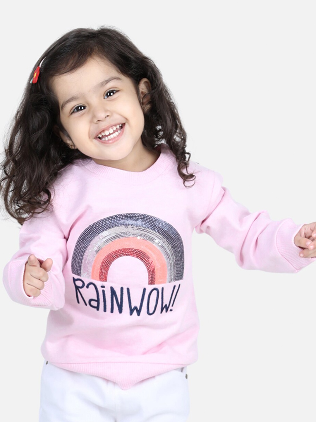 

BownBee Girls Football Sequinned Embellished Pullover Cotton Sweatshirt, Pink