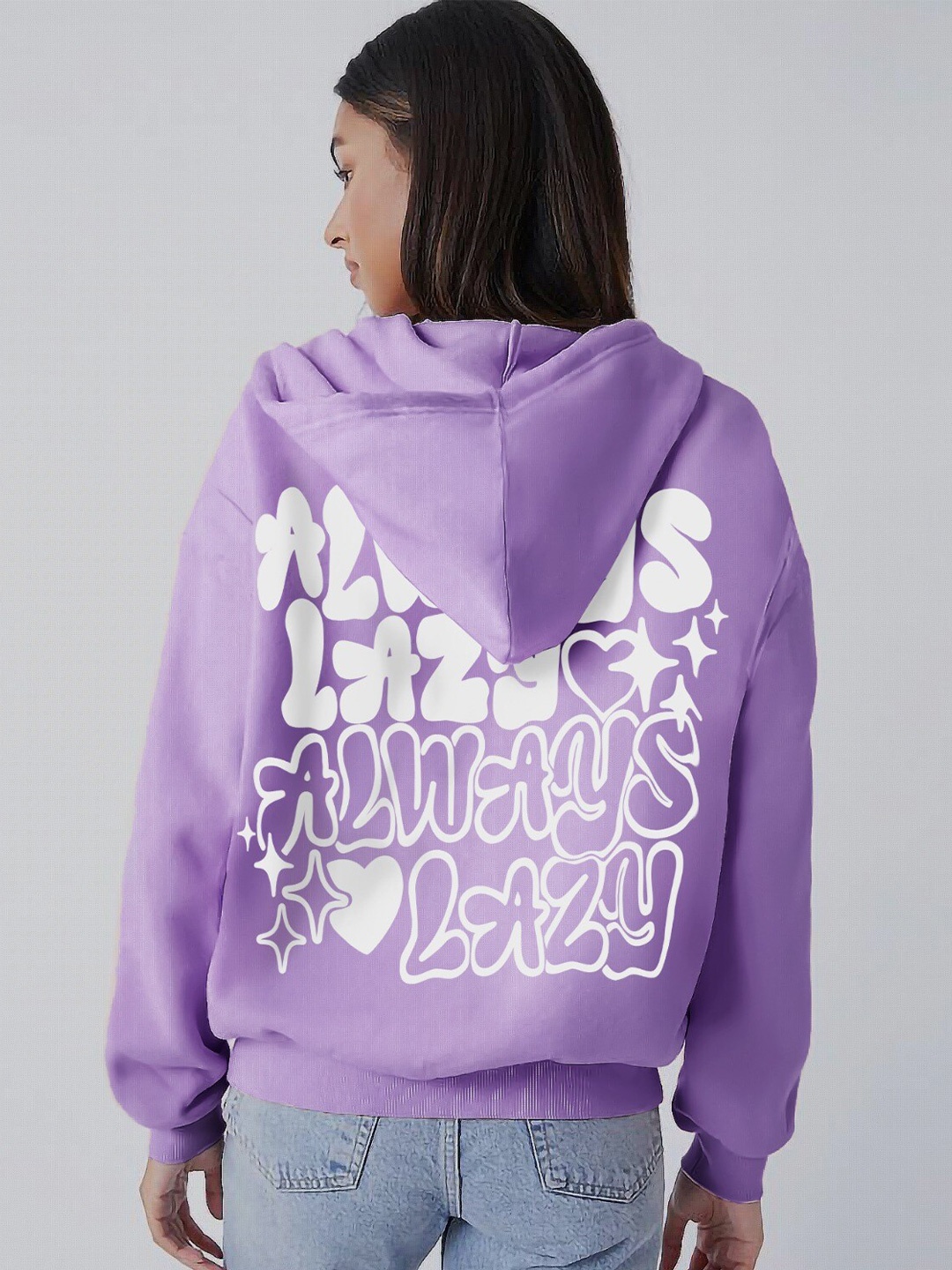 

The Dry State Purple Typography Printed Hooded Fleece Pullover
