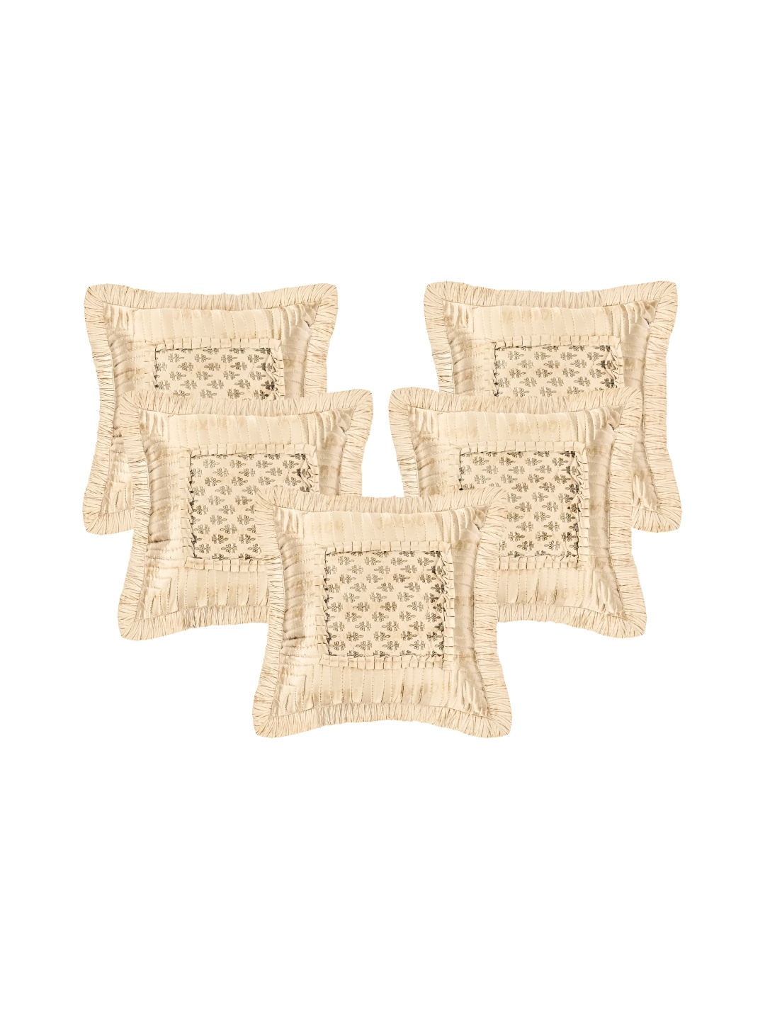 

Jaxmom Cream & Brown 5 Pieces Satin Textured Square Cushion Covers