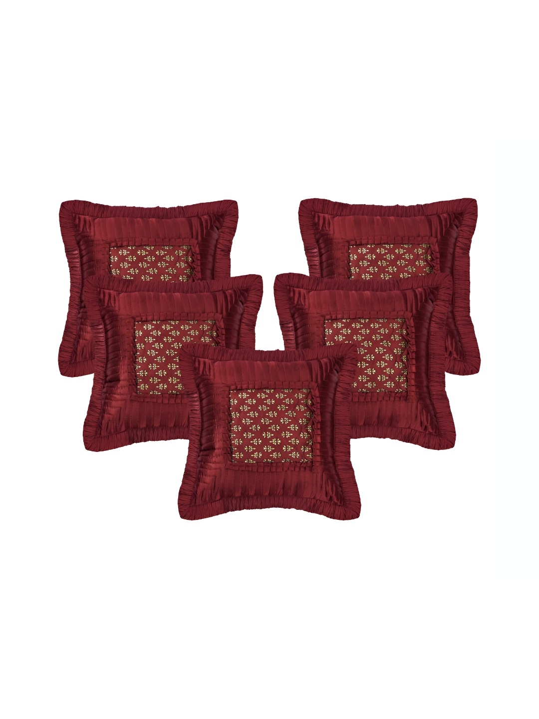 

Jaxmom Maroon 5 Pieces Satin Textured Square Cushion Covers