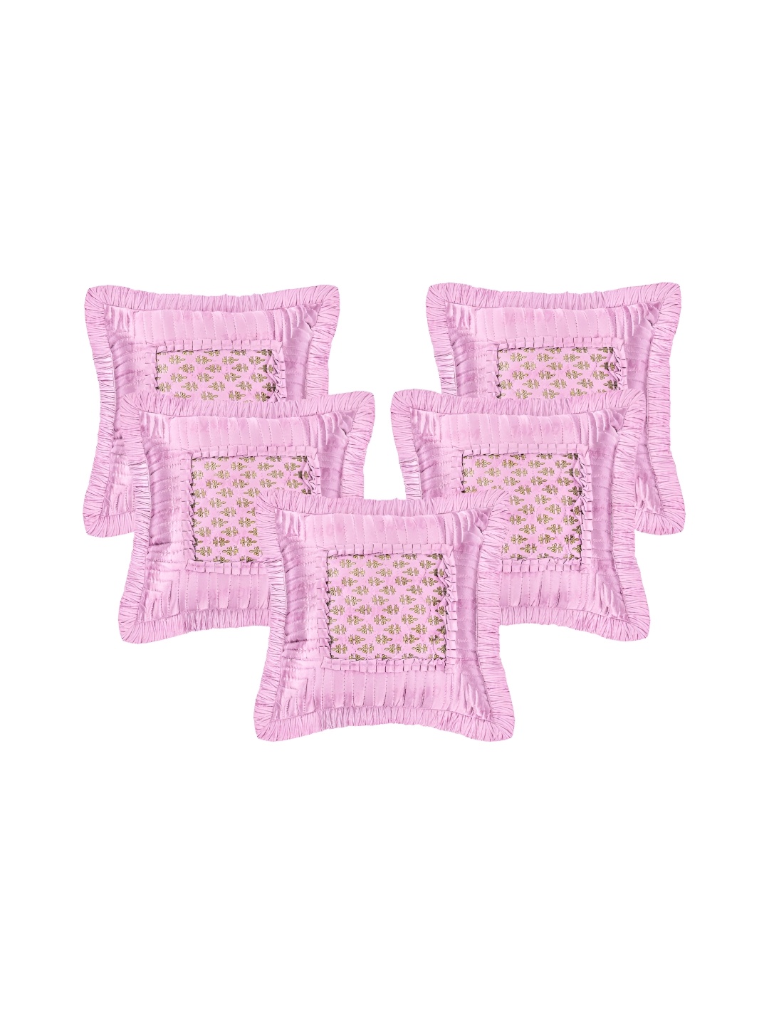 

Jaxmom Green 5 Pieces Satin Square Cushion Covers, Pink