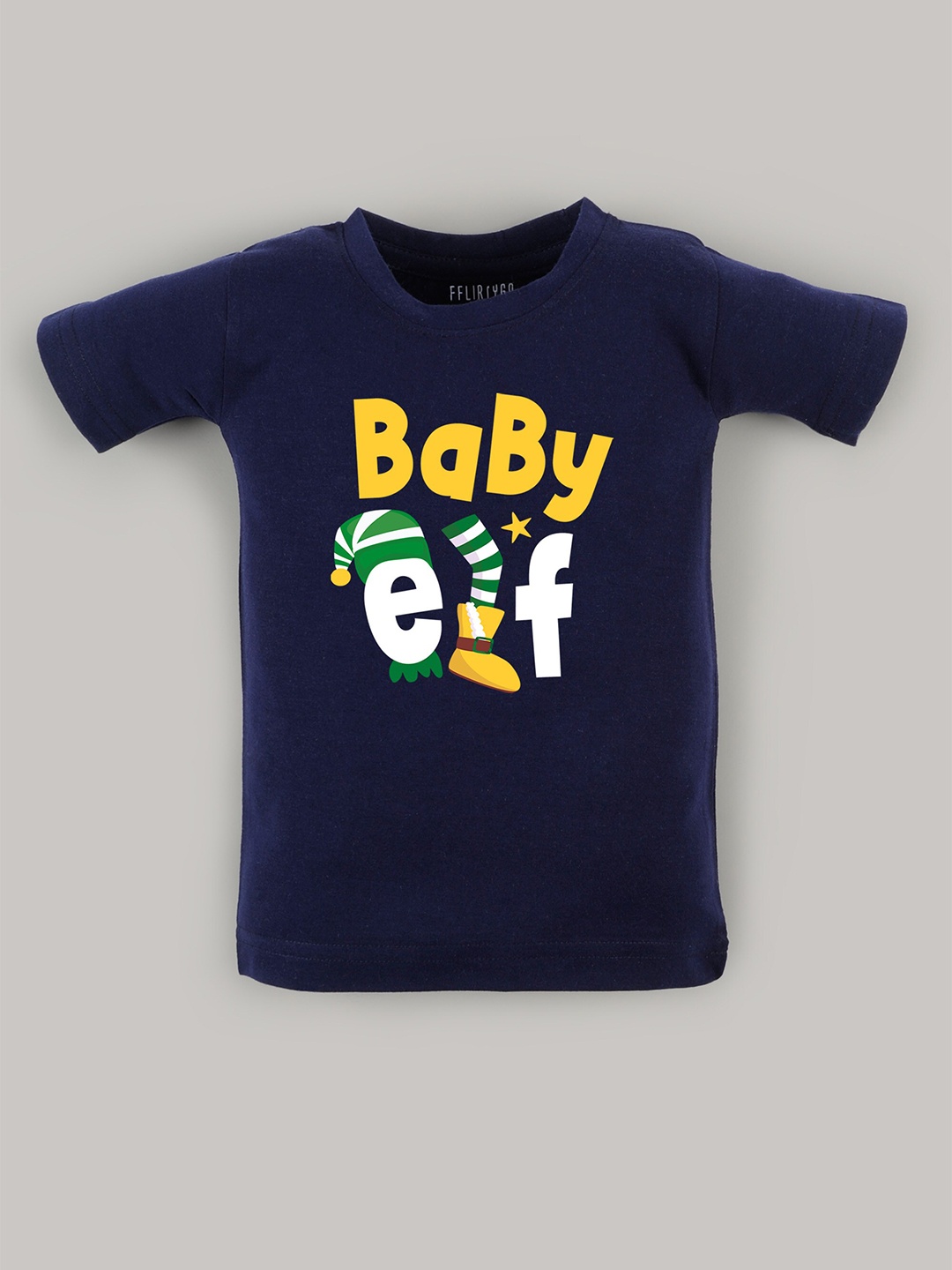 

FFLIRTYGO Kids Typography Printed Cotton T-Shirt, Navy blue