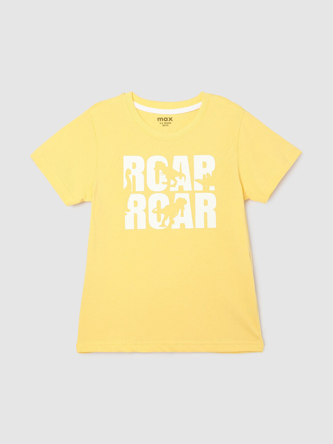 

max Boys Printed Cotton T-shirt, Yellow