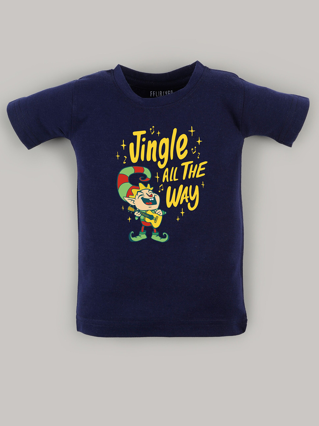 

FFLIRTYGO Kids Printed Cotton T-shirt, Navy blue