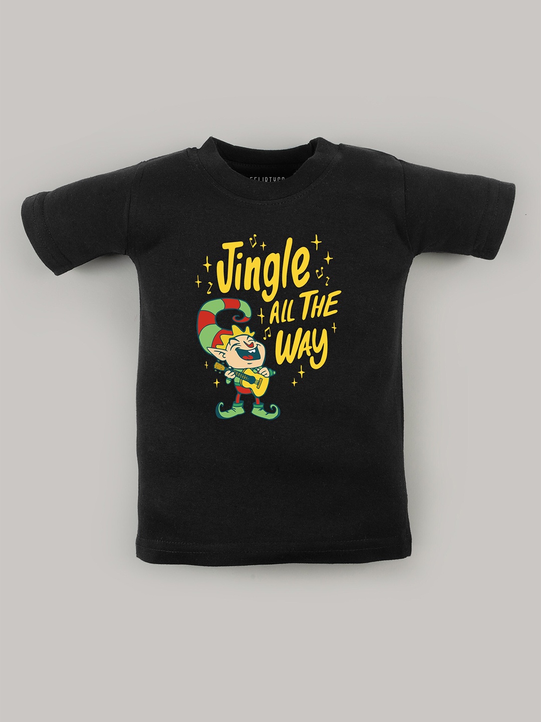 

FFLIRTYGO Kids Typography Printed Pure Cotton T-shirt, Black
