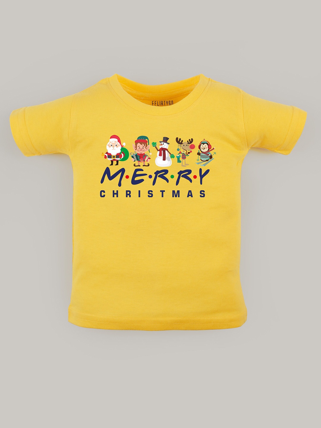 

FFLIRTYGO Kids Typography Printed Cotton T-Shirt, Yellow