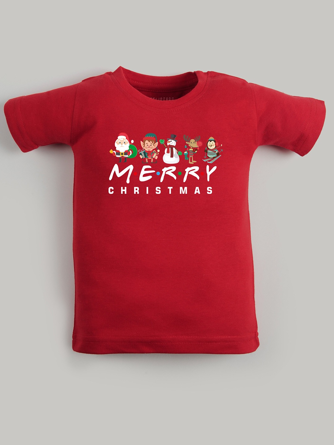 

FFLIRTYGO Kids Typography Printed Cotton Christmas T-shirt, Red