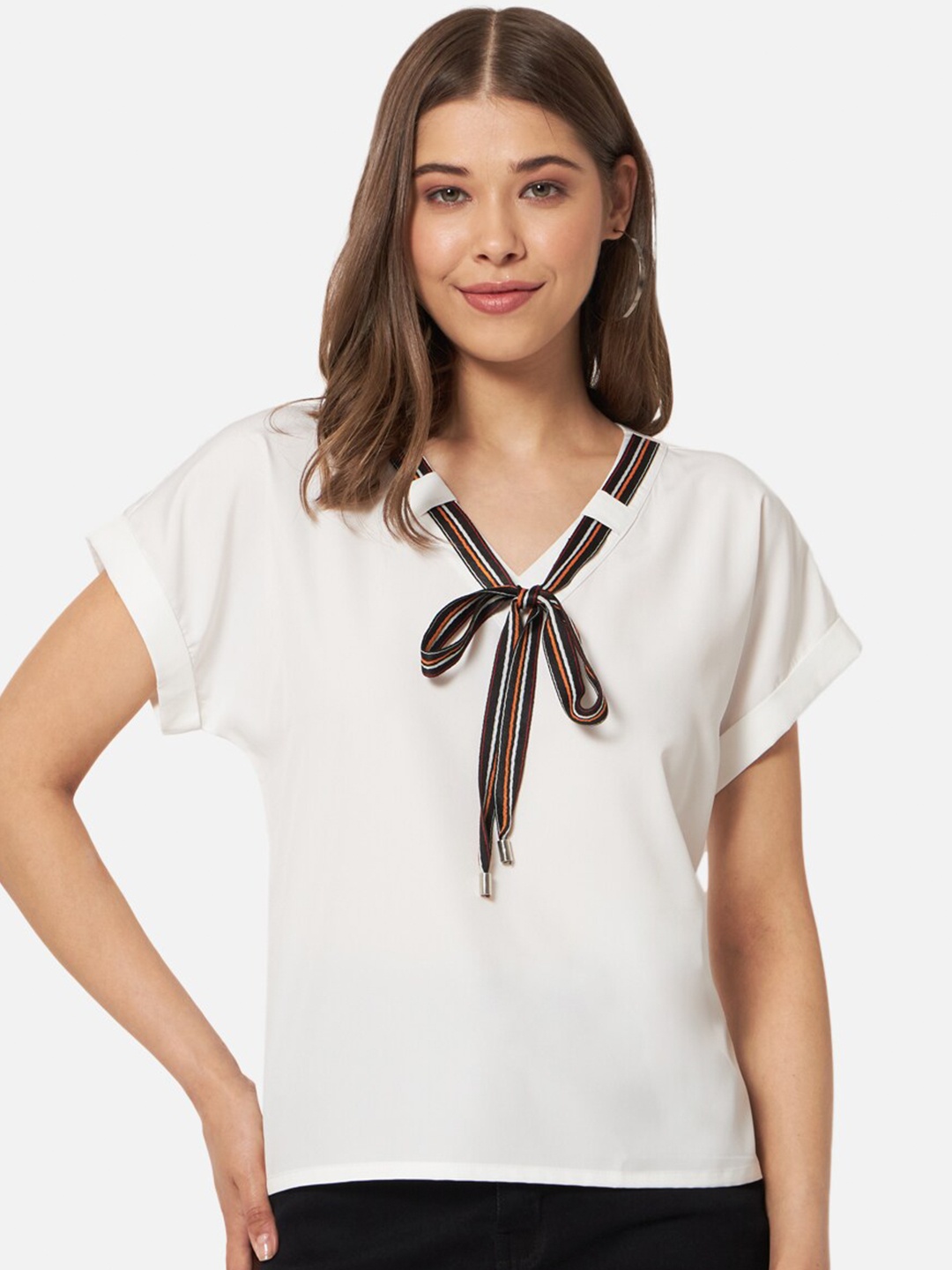 

BAESD V-Neck Extended Sleeves Top, White