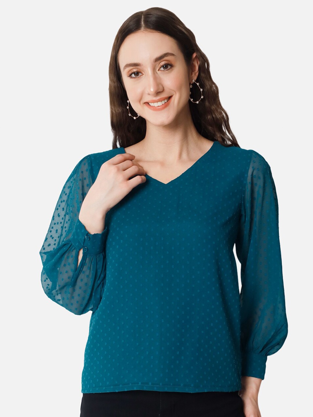 

BAESD Self Design V-Neck Top, Teal