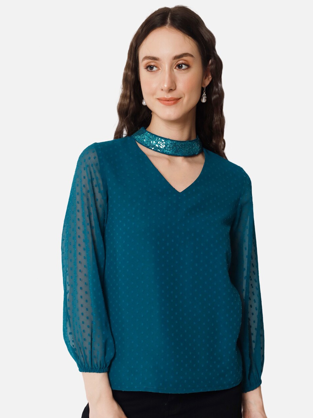 

BAESD Self Design Sequined Top, Blue