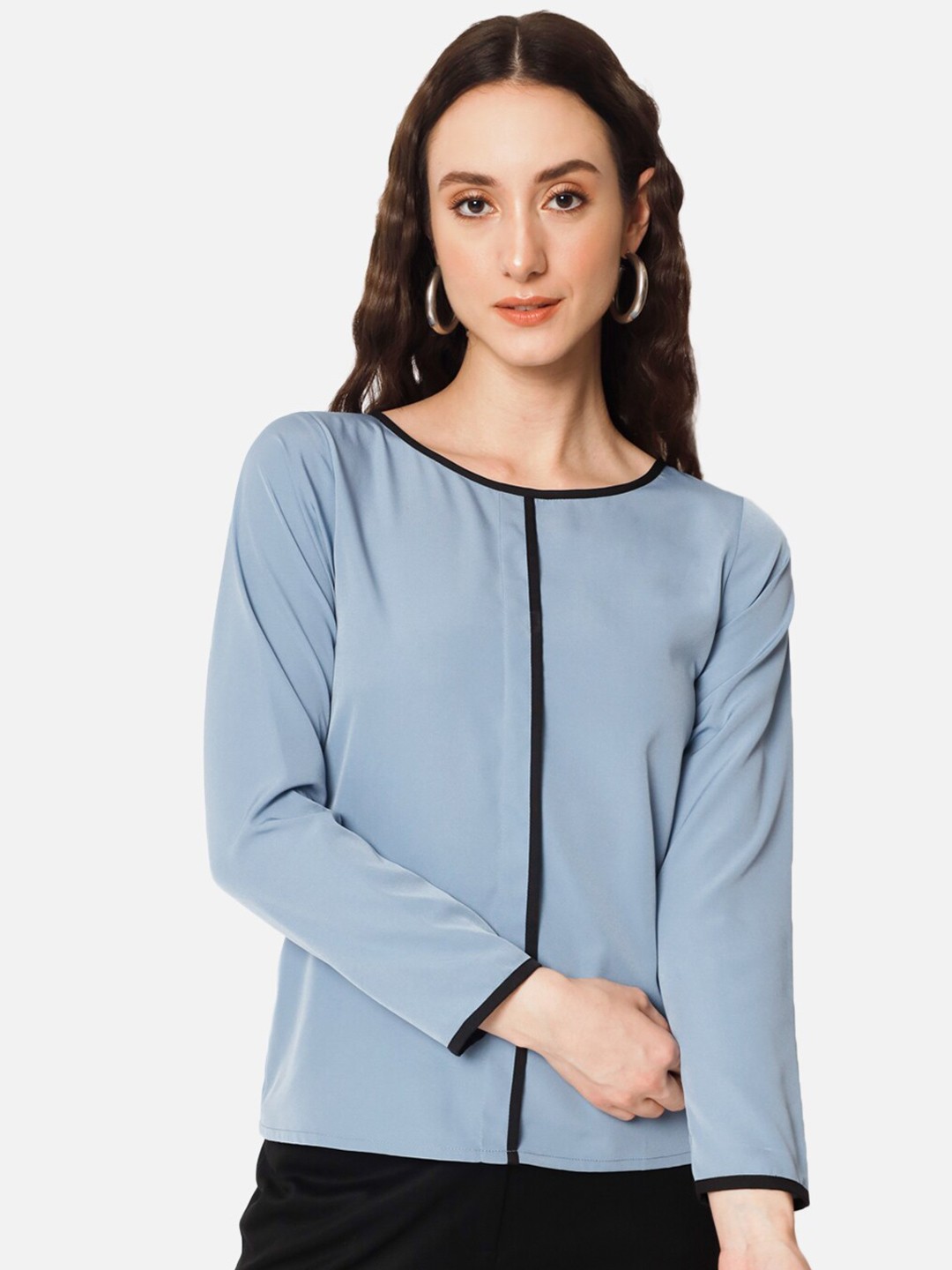 

BAESD Round Neck Long Sleeves Regular Top, Blue