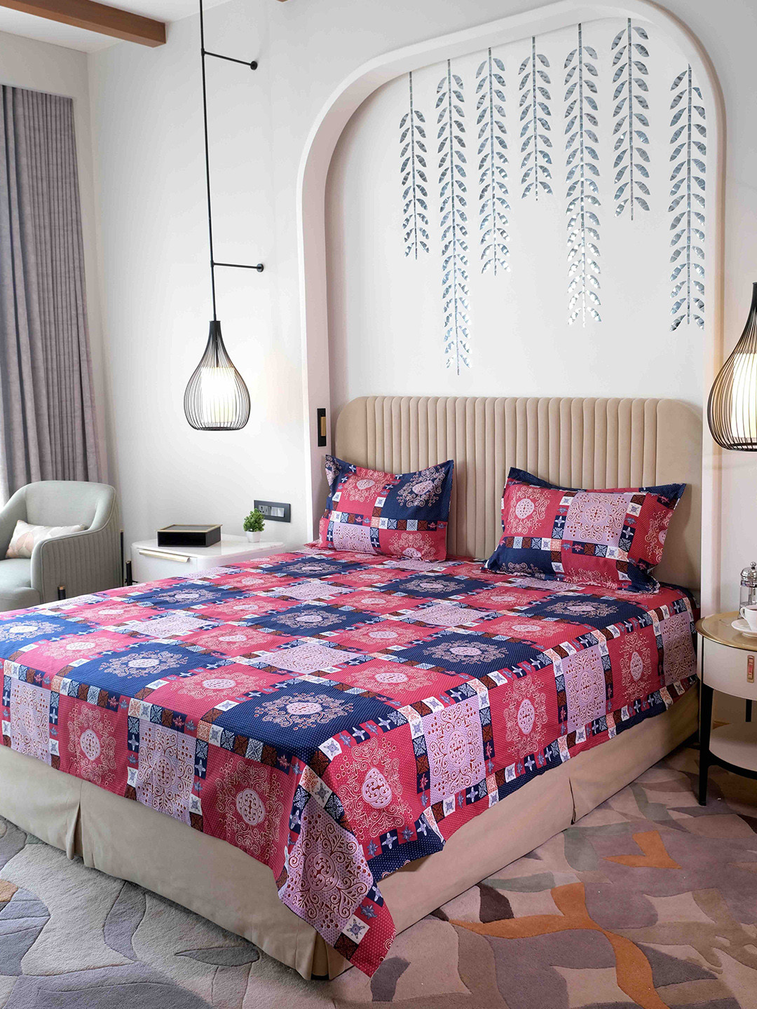 

Pure Decor Queen Size Double Bed Bedsheet With 2 Pillow Covers 90in X 100in,228cm X 254cms, Blue