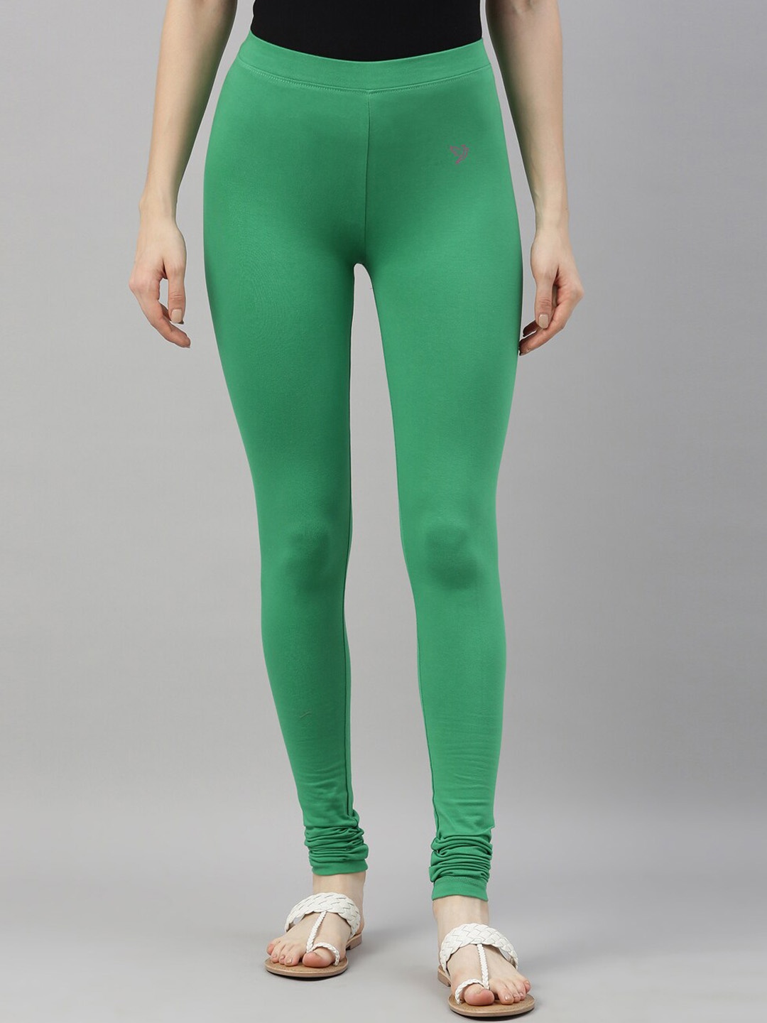 

TWIN BIRDS Women Cotton Churidar Length Leggings, Green