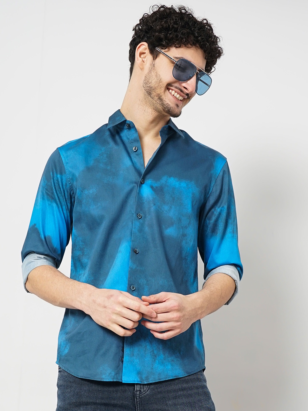 

Celio Printed Classic Cotton Casual Shirt, Blue