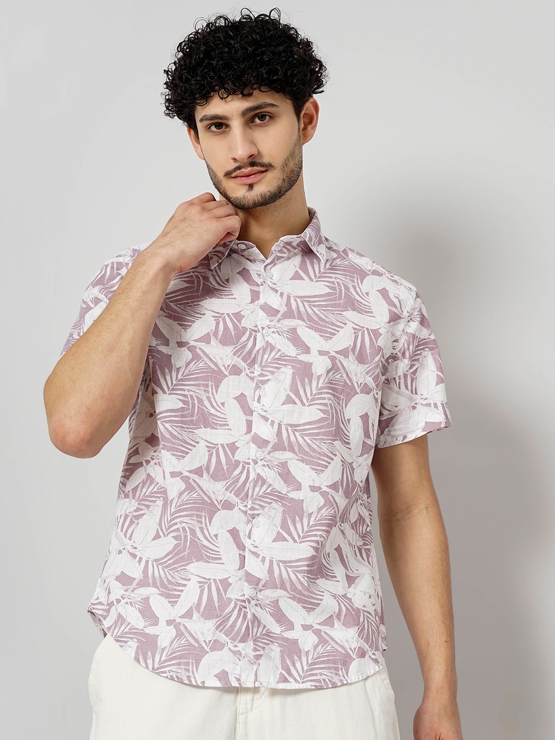 

Celio Floral Printed Classic Cotton Casual Shirt, White