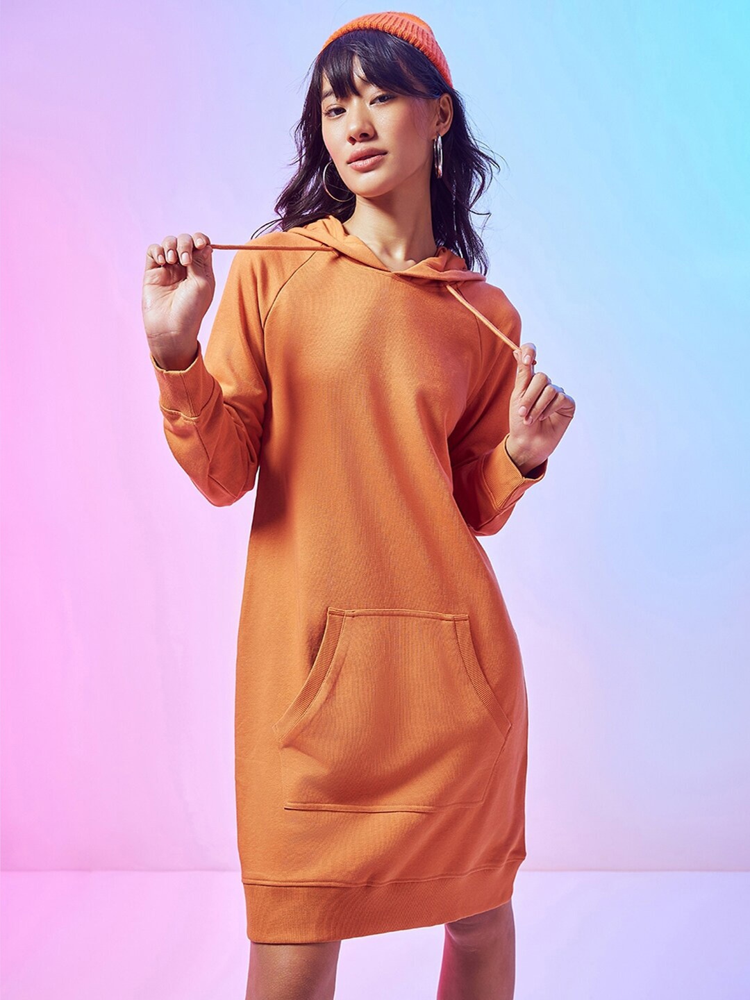 

Bewakoof Women Hoodie Dress, Orange