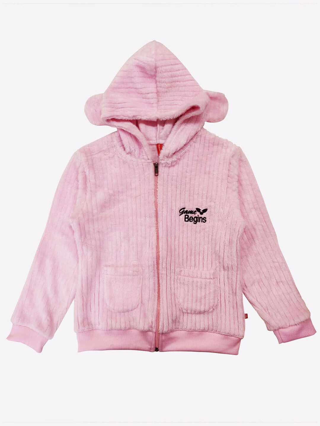 

GAME BEGINS Girls Embroidered Hooded Sweatshirt, Pink