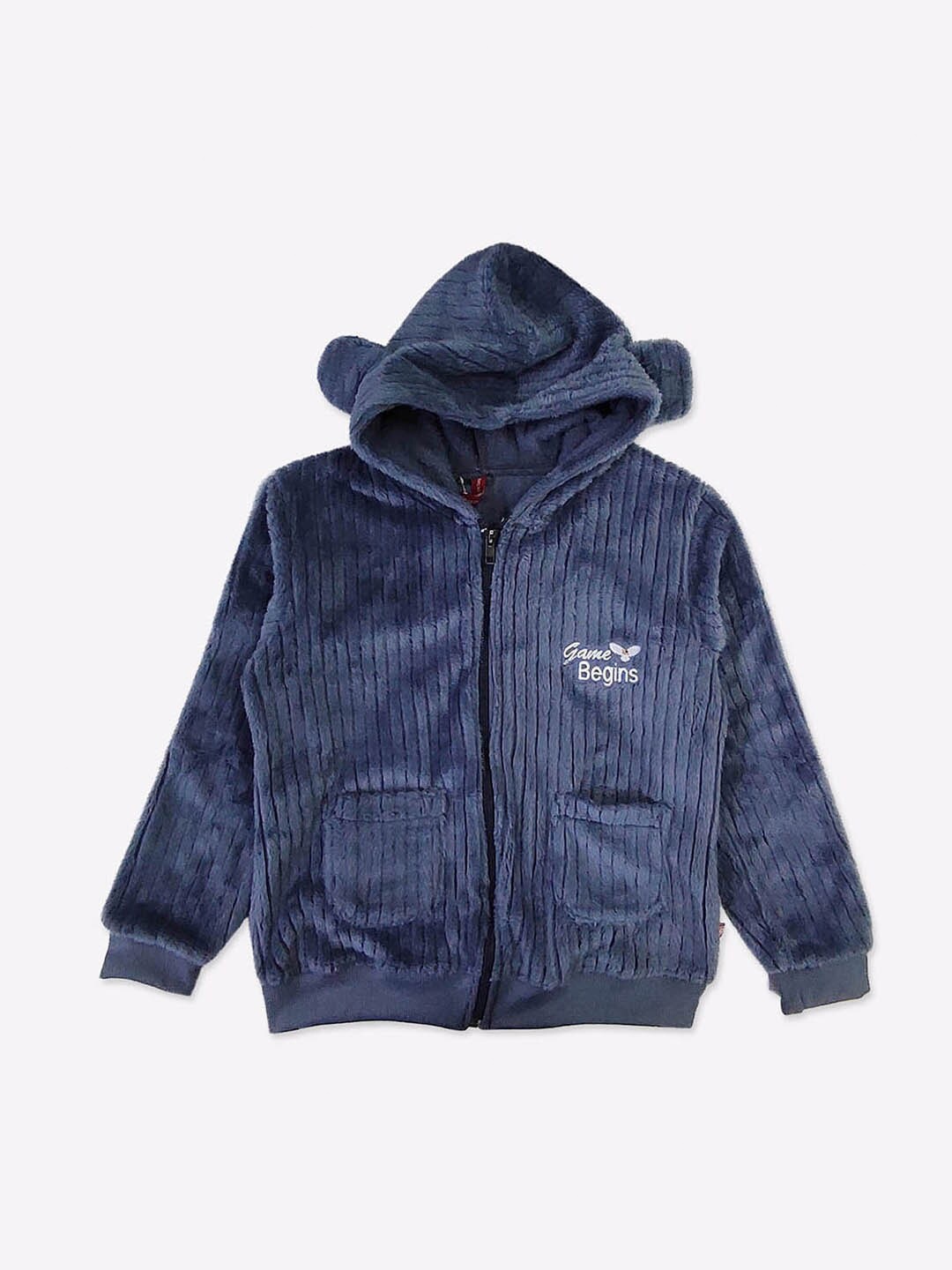 

GAME BEGINS Girls Embroidered Hooded Sweatshirt, Grey