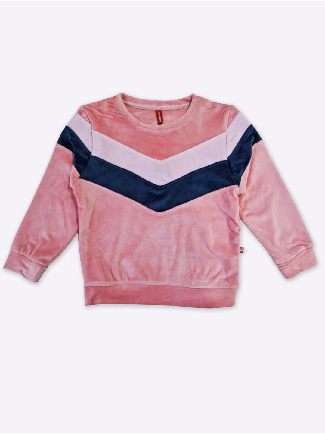 

GAME BEGINS Girls Colourblocked Long Sleeves Pullover Sweatshirt, Peach