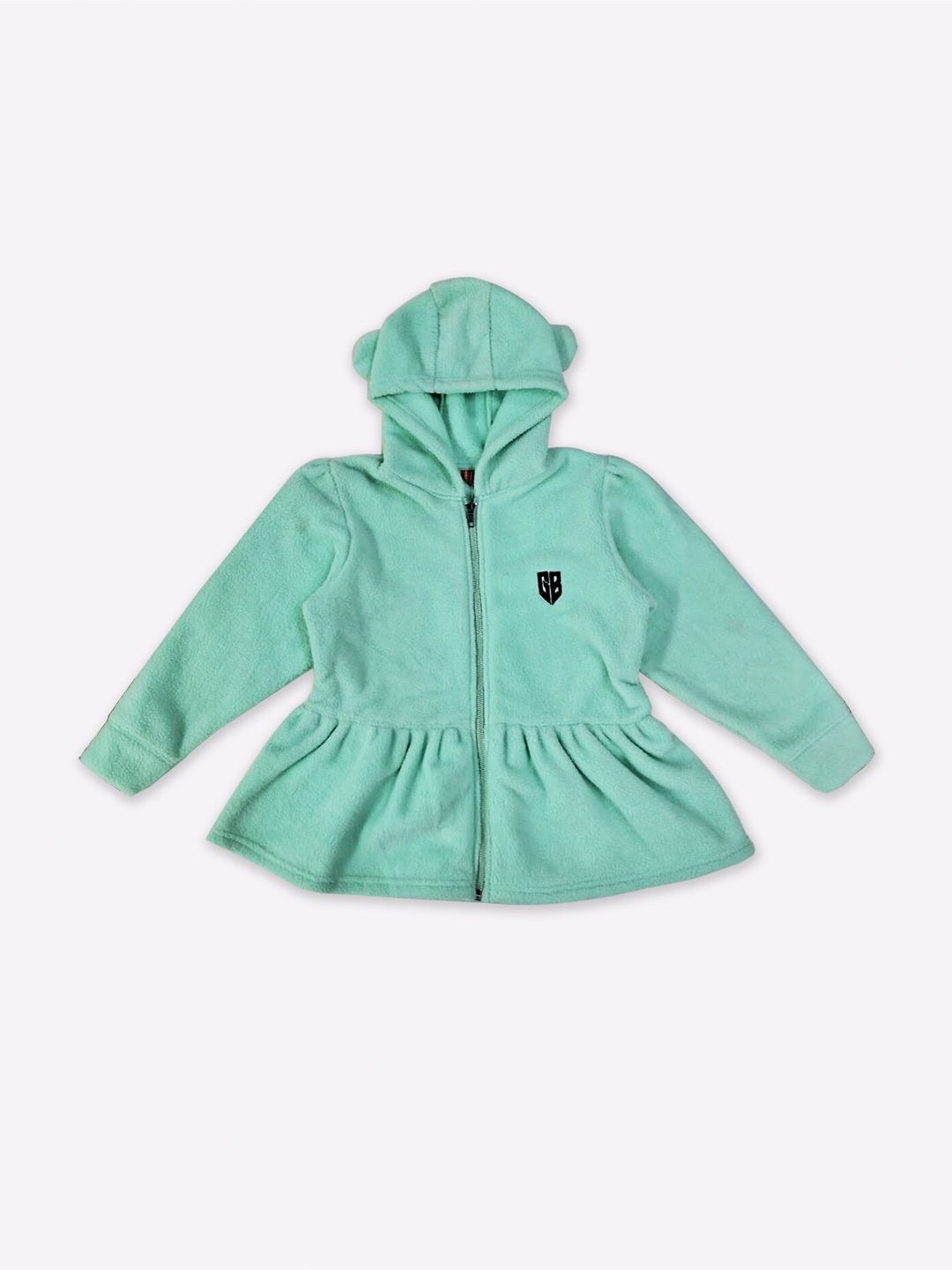 

GAME BEGINS Girls Long Sleeves Hood Longline Front-Open Sweatshirt, Sea green