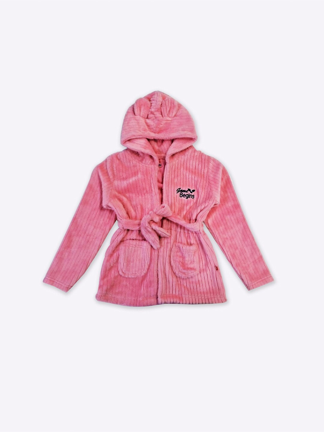 

GAME BEGINS Girls Embroidered Hooded Sweatshirt, Pink