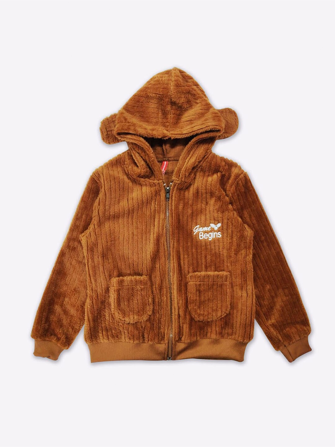 

GAME BEGINS Girls Striped Hooded Sweatshirt, Brown