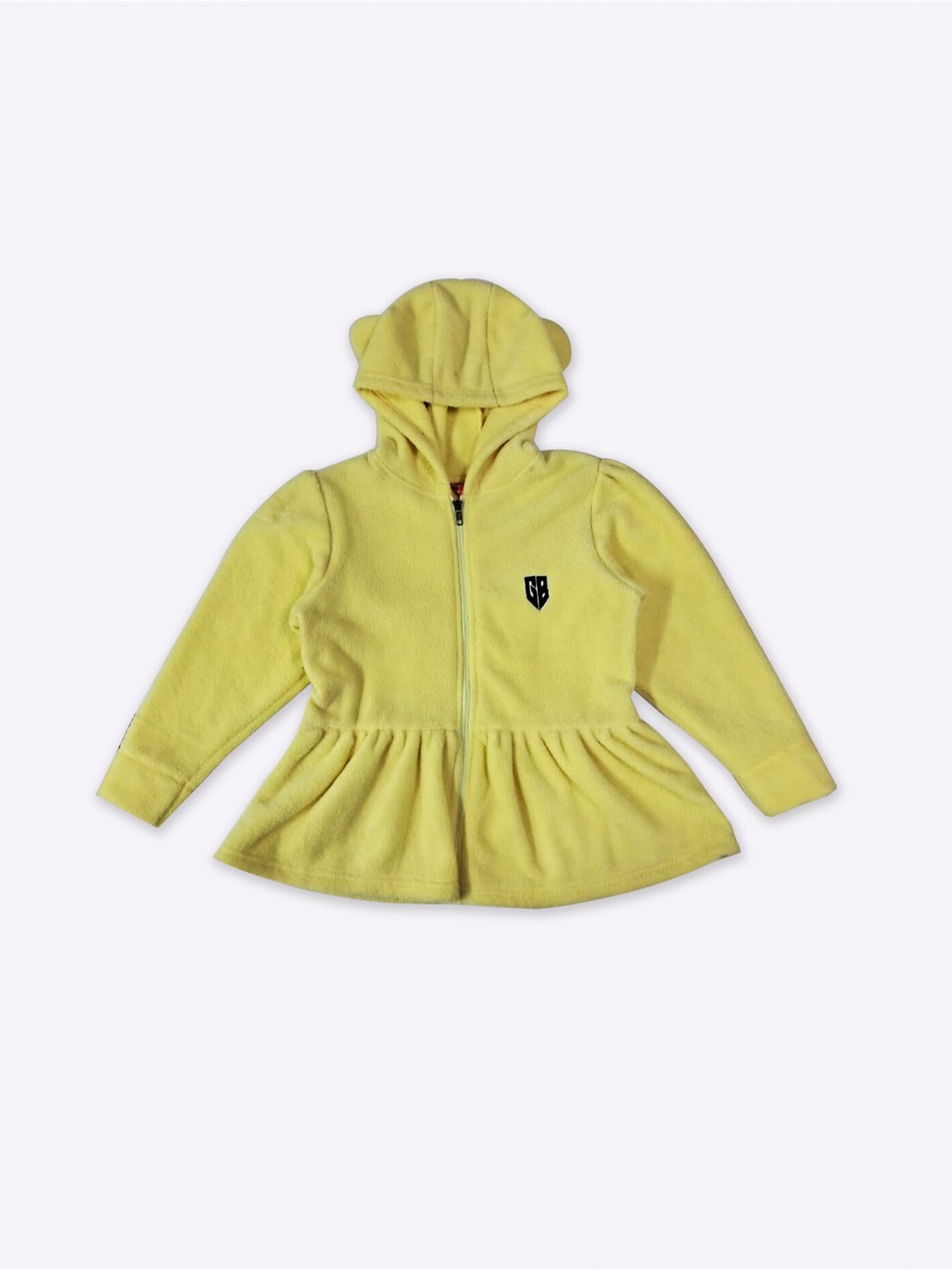 

GAME BEGINS Girls Embroidered Hooded Front-Open Sweatshirt, Yellow