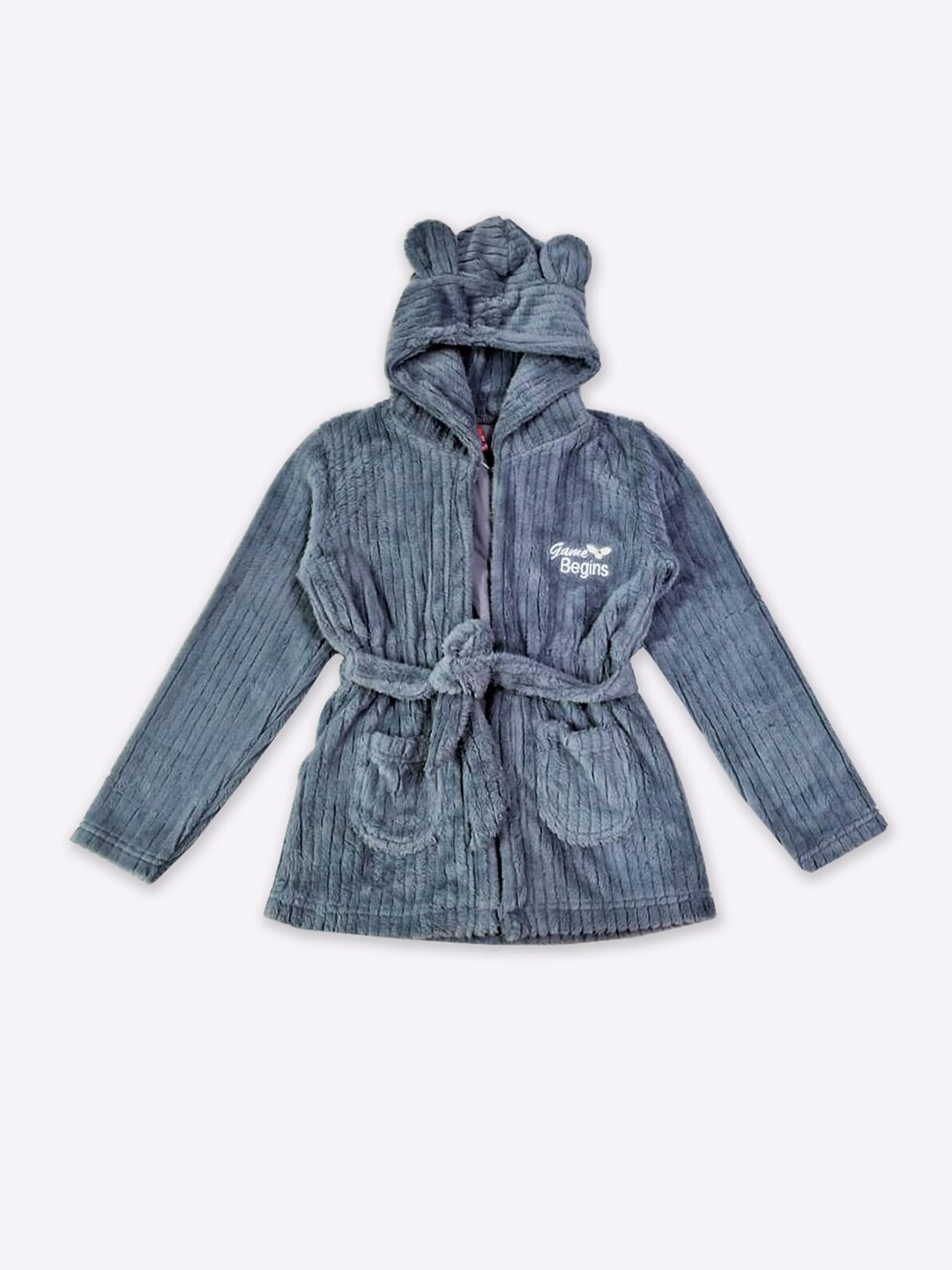 

GAME BEGINS Girls Embroidered Hooded Sweatshirt, Grey