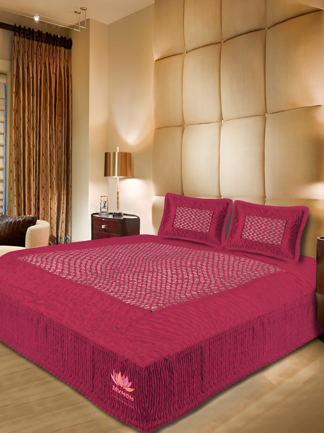 

Jaxmom Maroon Ethnic Motifs 300 TC King Bedsheet with 2 Pillow Covers