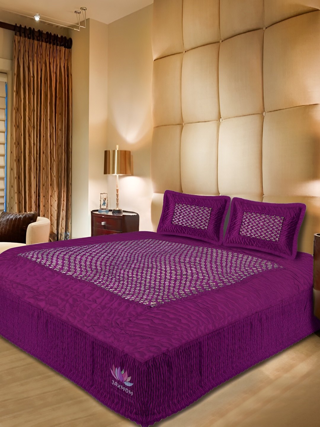 

Jaxmom Purple Ethnic Motifs 300 TC King Bedsheet with 2 Pillow Covers