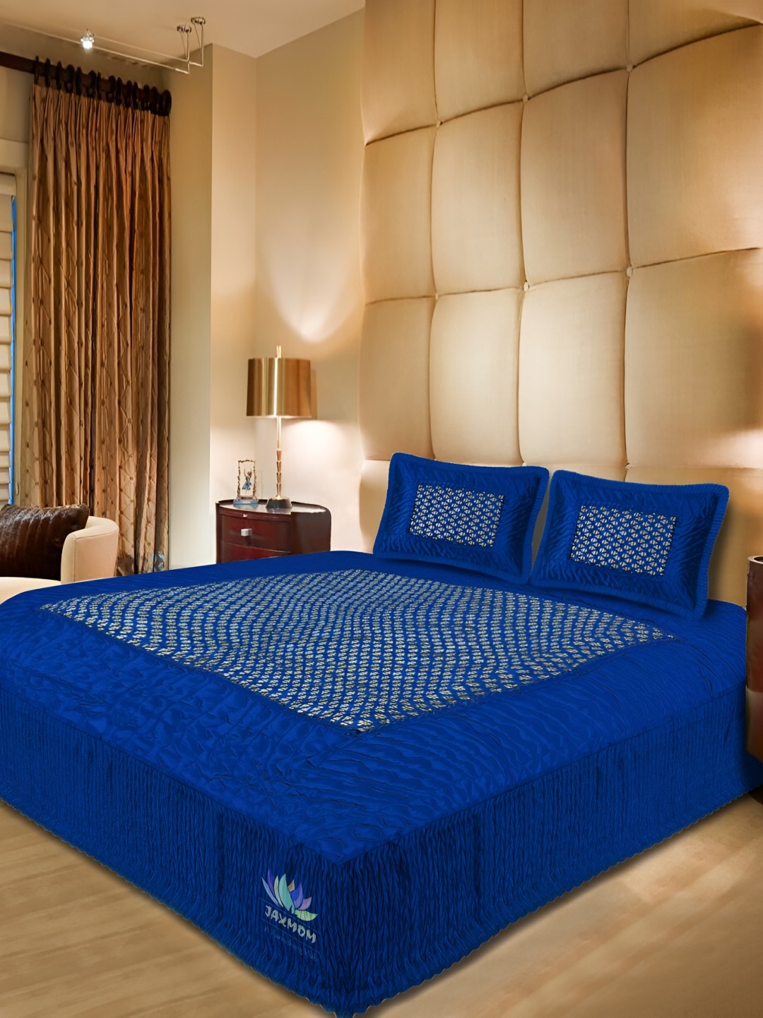 

Jaxmom Blue Ethnic Motifs 300 TC King Bedsheet with 2 Pillow Covers