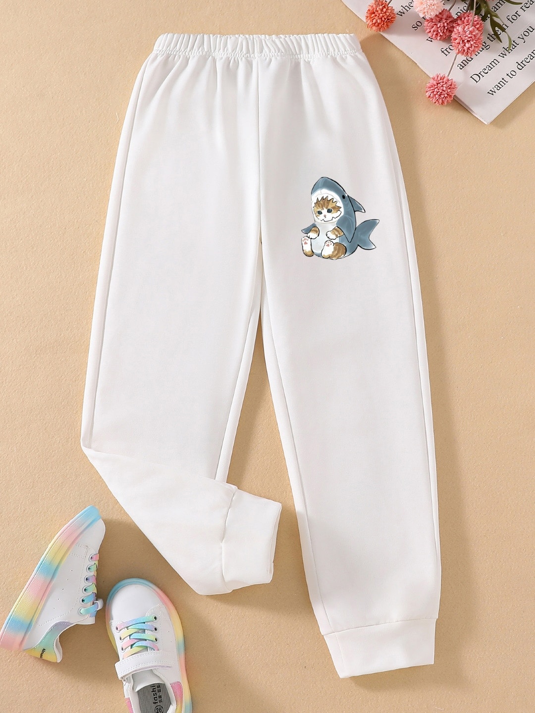 

StyleCast Girls White Graphic Printed Mid-Rise Original Joggers