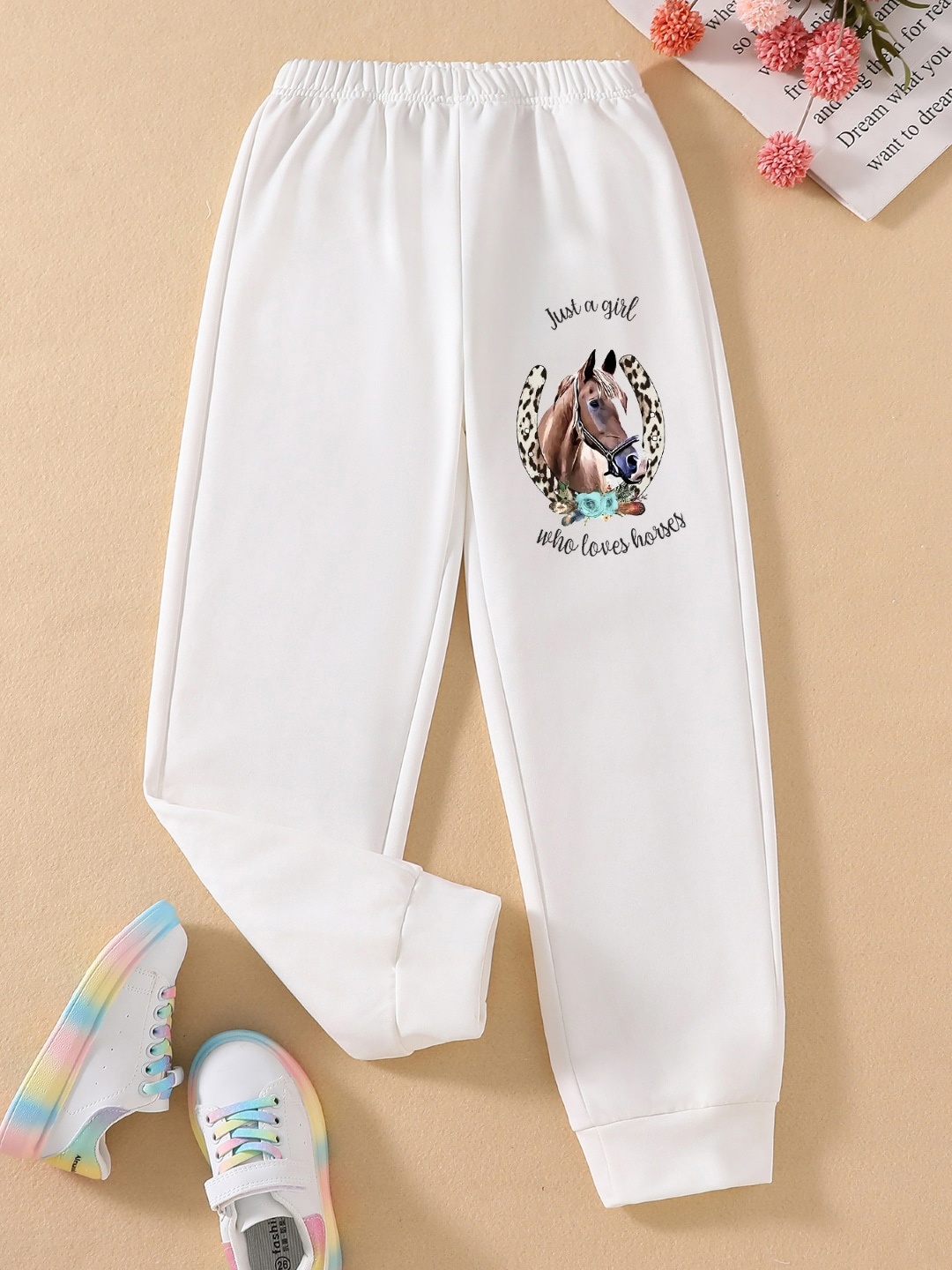 

StyleCast Girls White Graphic Printed Mid-Rise Original Joggers