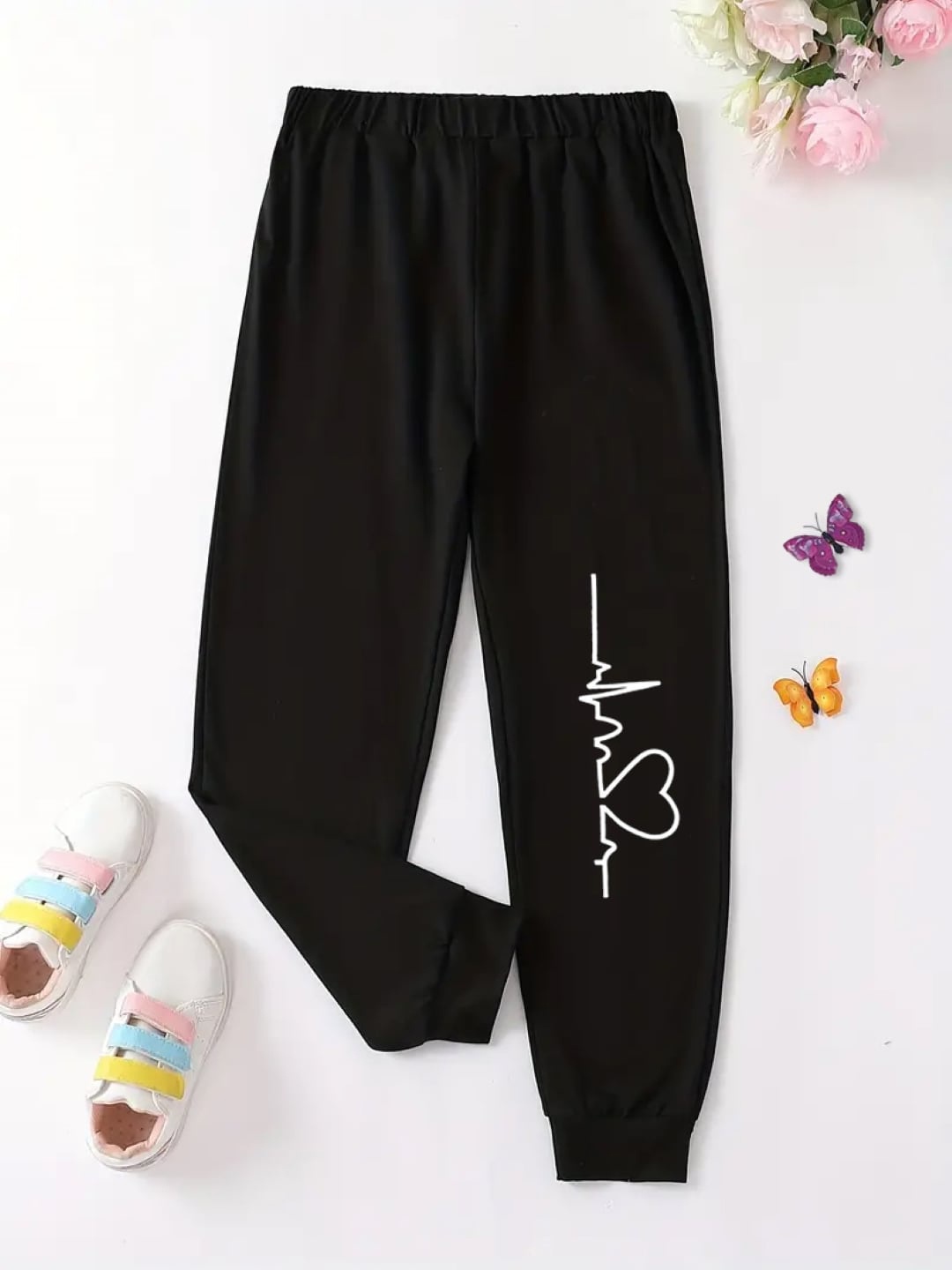 

StyleCast Girls Black Original Fit Graphic Printed Joggers