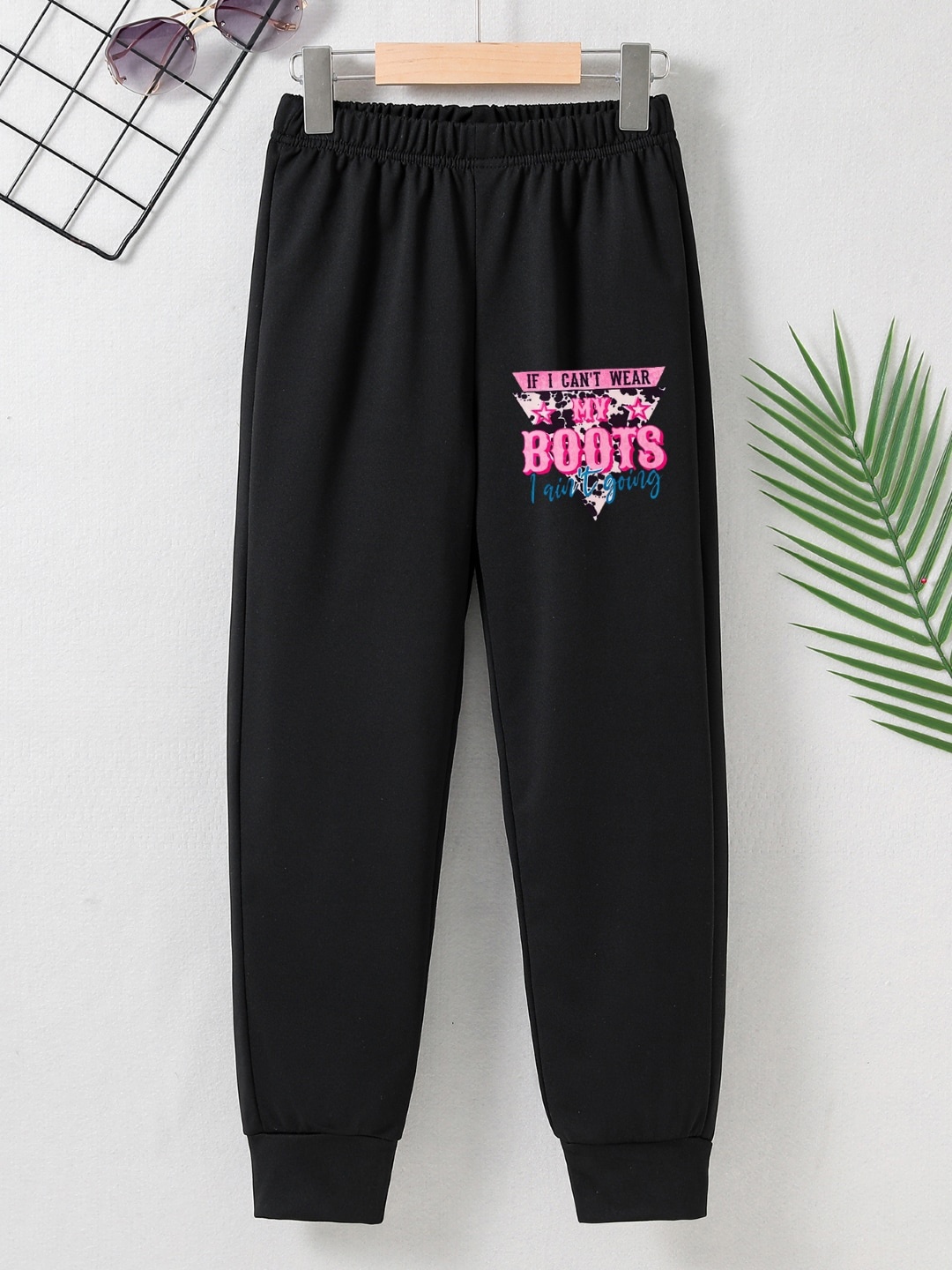 

StyleCast Girls Black Mid Rise Typography Printed Joggers