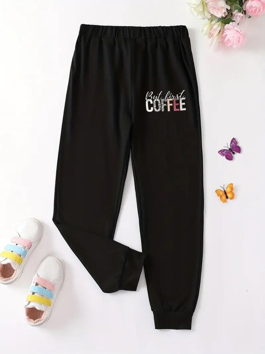 

StyleCast Girls Black Typography Printed Mid Rise Joggers