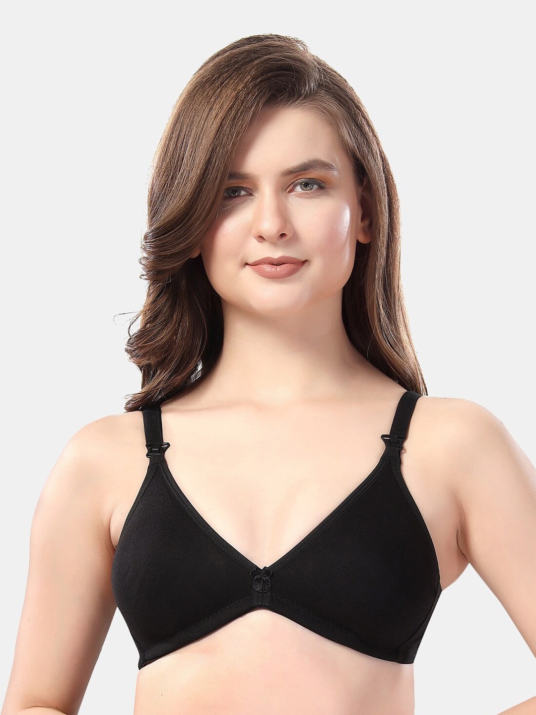 

Fabme Medium Coverage Pure Cotton Maternity Bra With All Day Comfort, Black