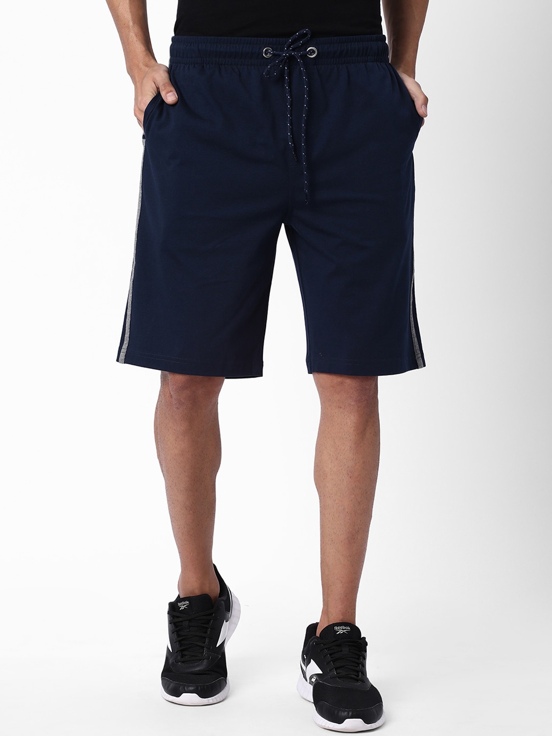 

Cotstyle Men Mid Rise Cotton Sports Shorts, Navy blue