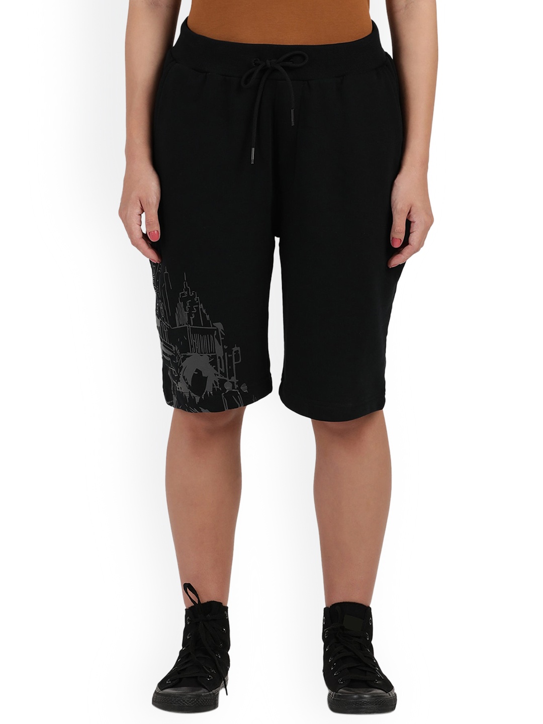 

NoBiY Men Graphic Printed Loose Fit Shorts, Black