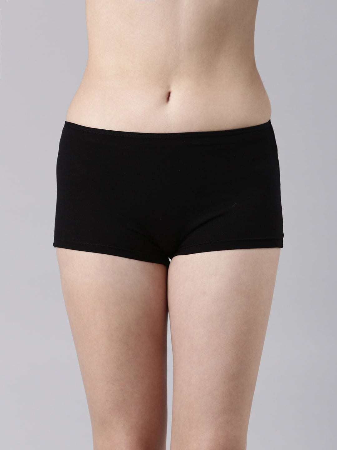 

FASO Mid Rise Breathable Stretchable Boy Shorts Briefs, Black