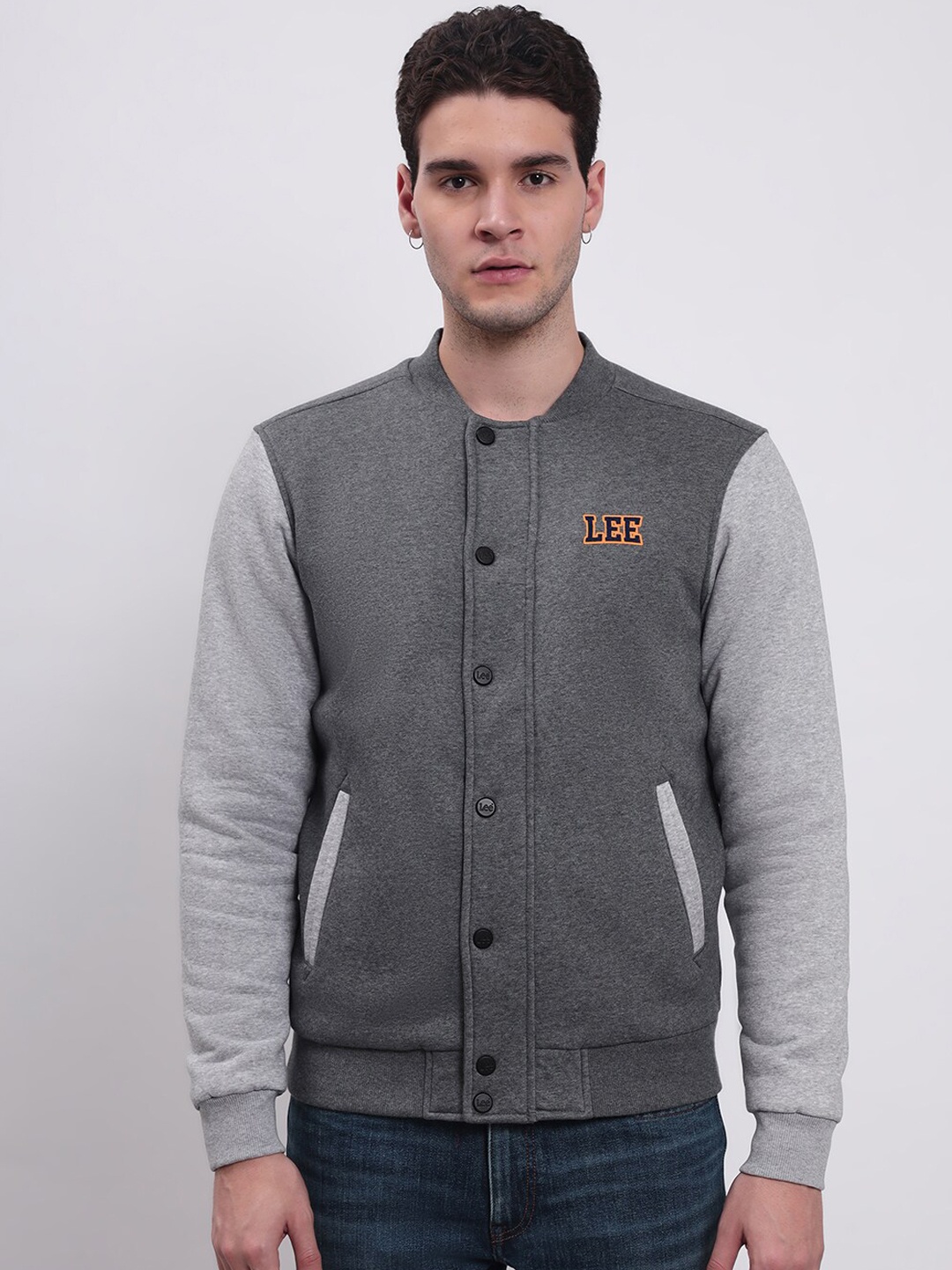 

Lee Collarless Tailored Jacket, Grey