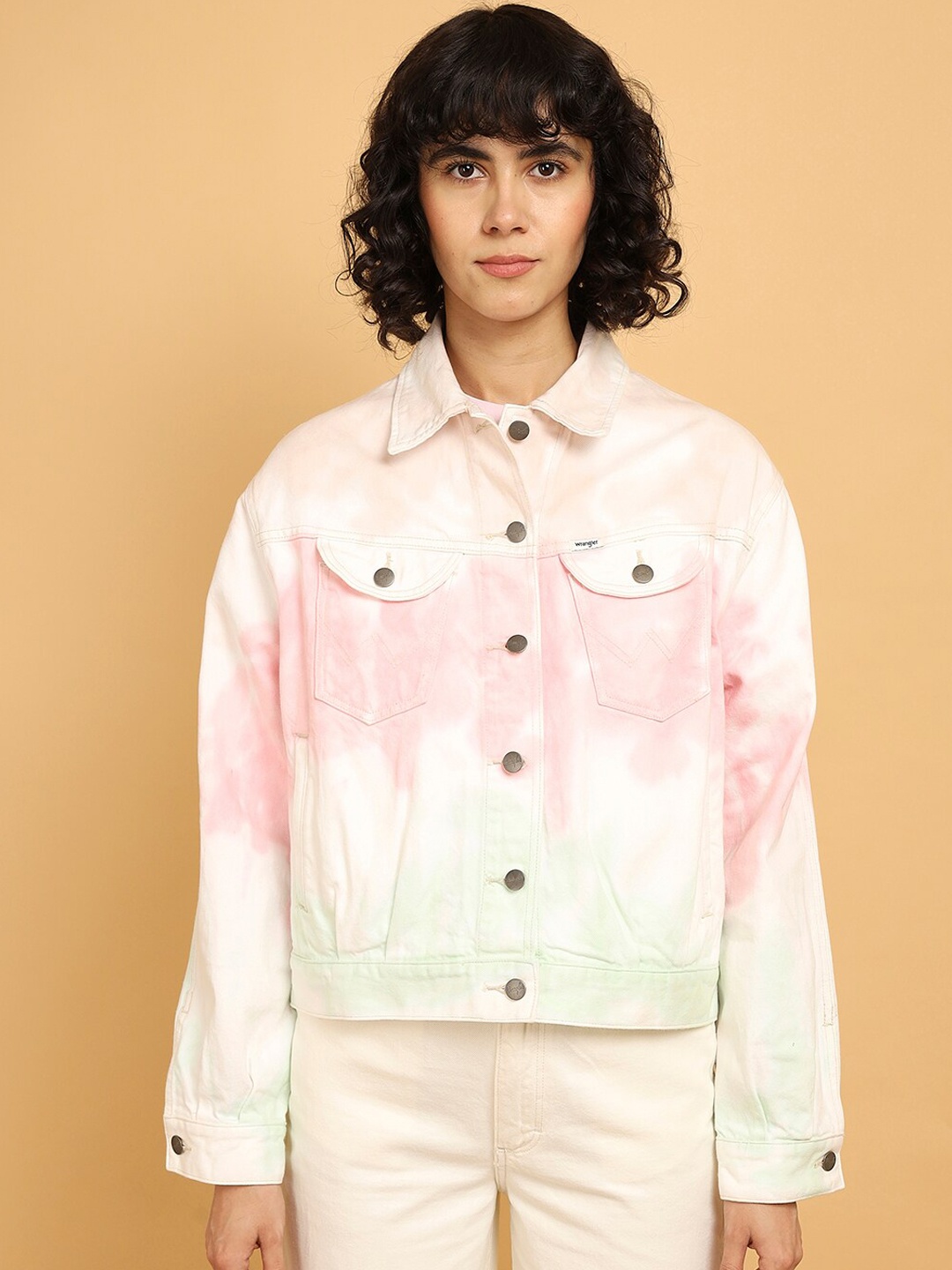 

Wrangler Tie & Dye Pure Cotton Denim Jacket, White