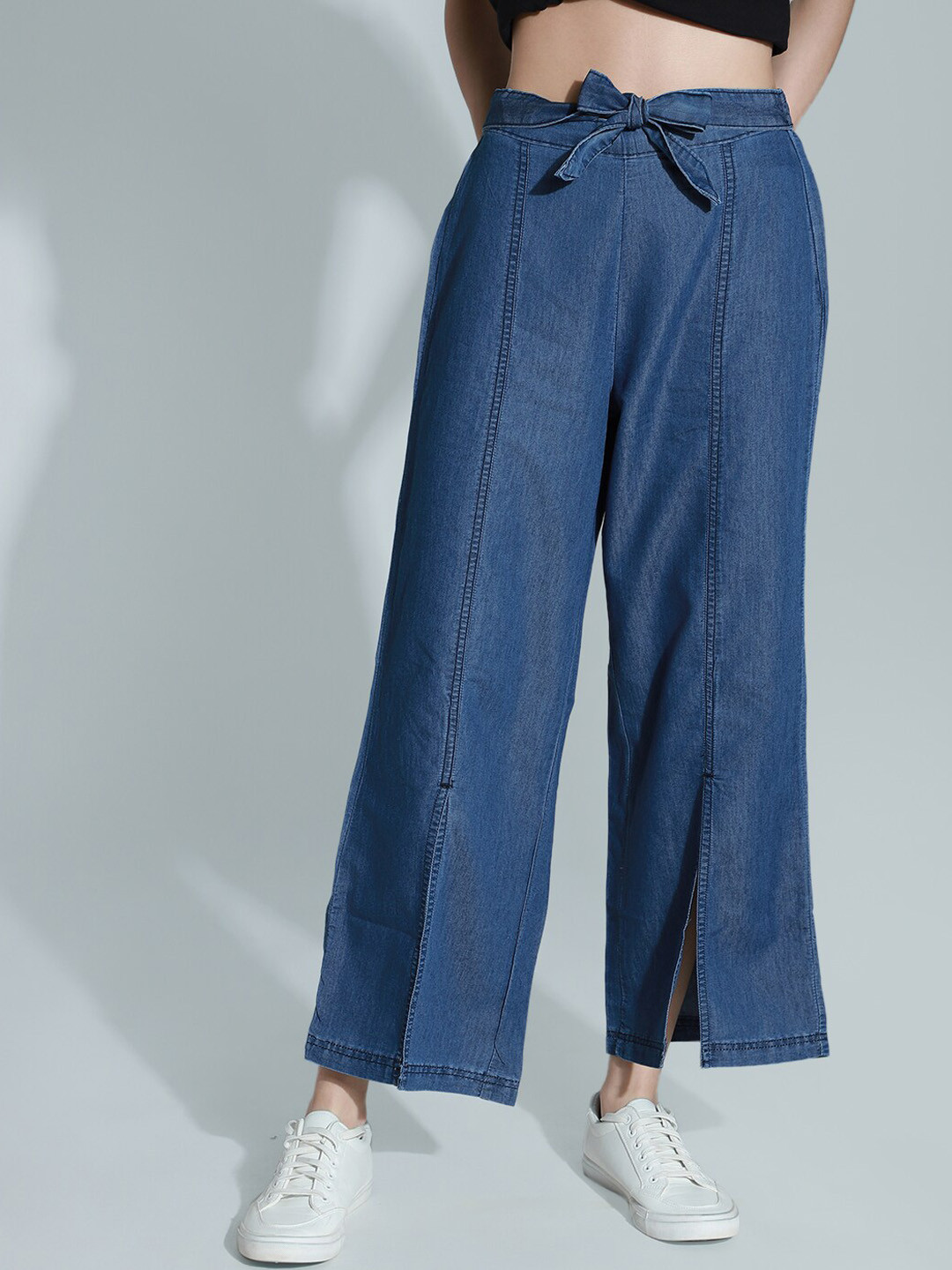 

High Star Women Wide Leg High-Rise Clean Look Stretchable Jeans, Blue