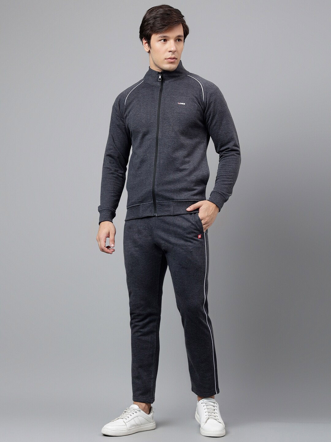 

FCK GOLD Mock Collar Sports Tracksuit, Grey