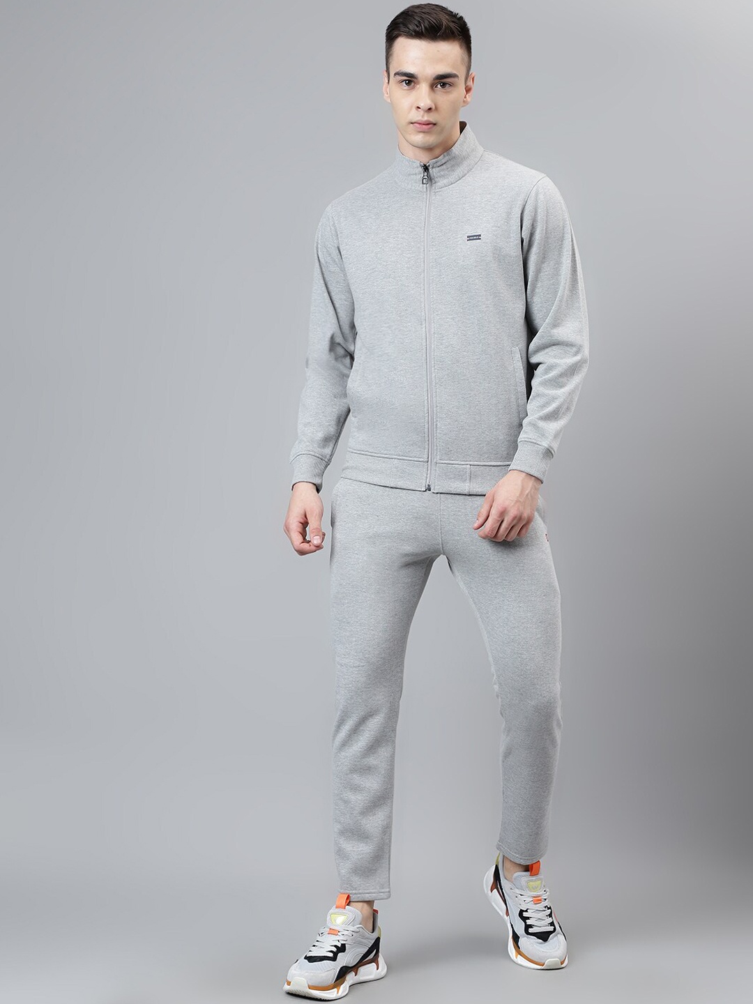 

FCK GOLD Mock Collar Tracksuit, Grey melange