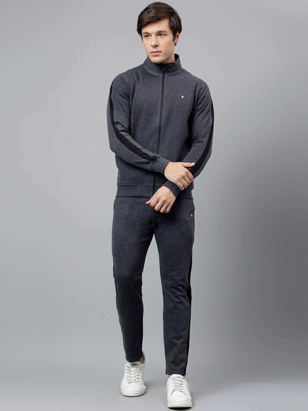 

FCK GOLD Mock Collar Sports Tracksuit, Grey