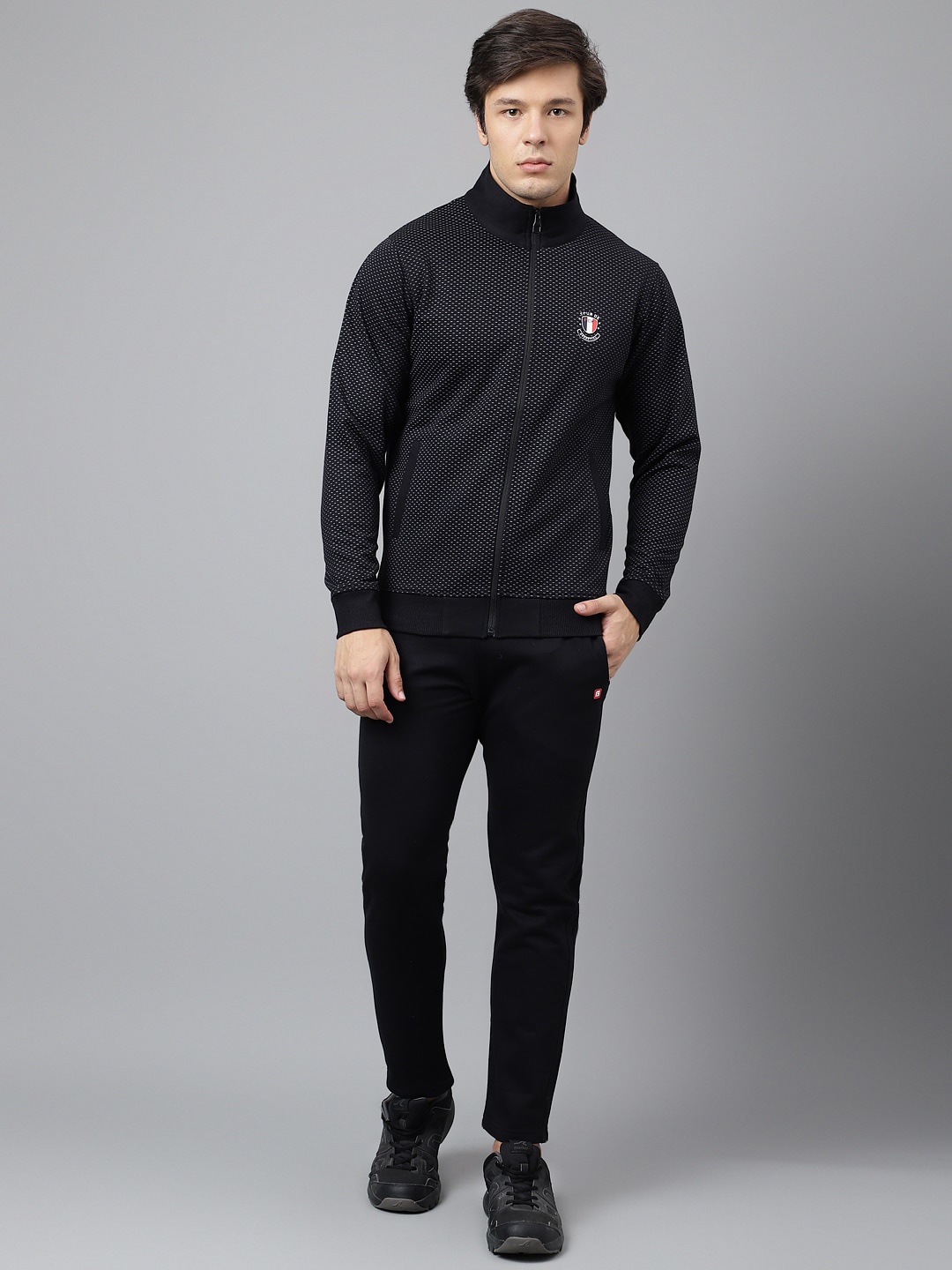 

FCK GOLD Geometric Printed Relax Sports Tracksuit, Black